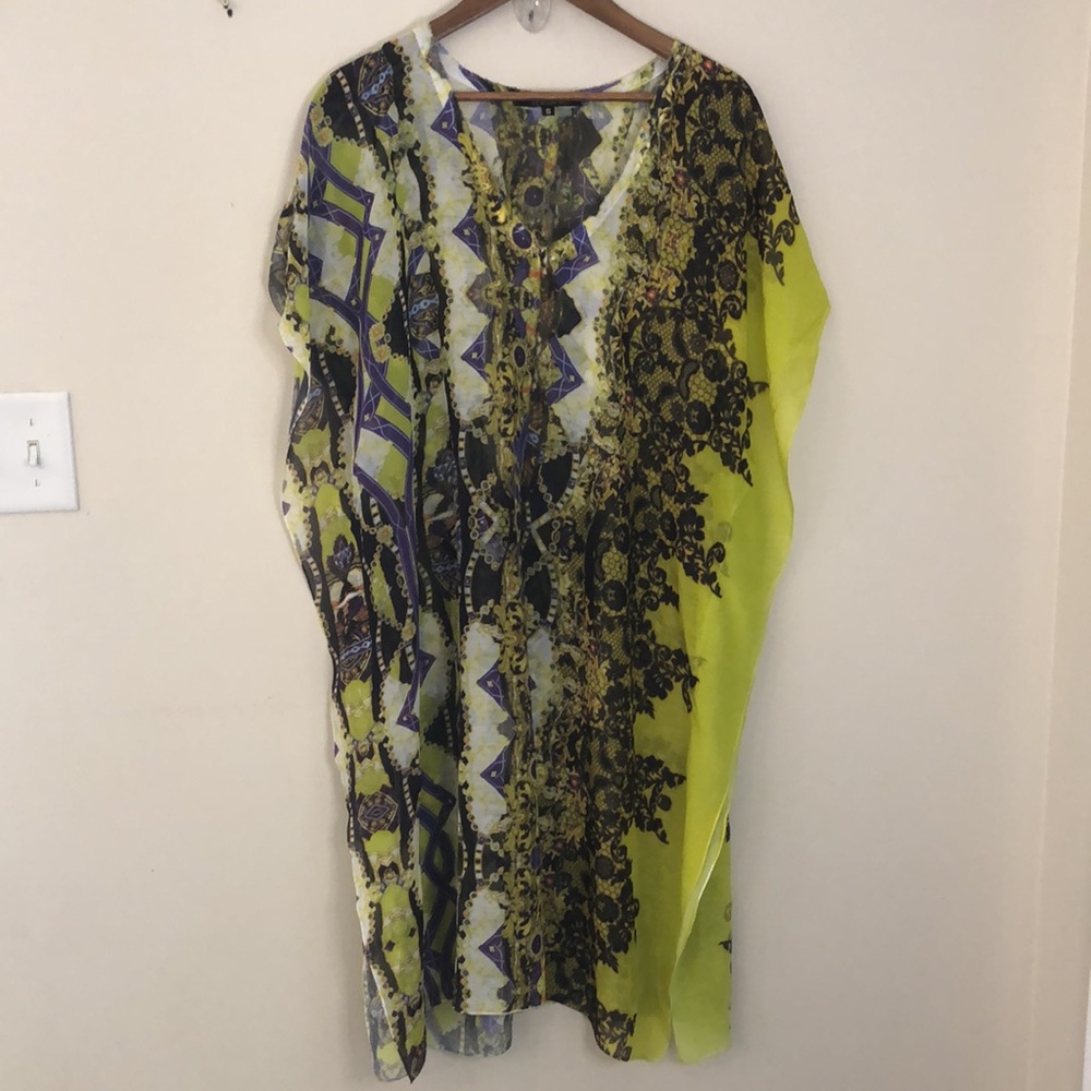 Sienna Rose vibrant boho beach coverup chic lace geometric pattern green black